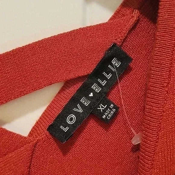 Love Ellie V Neck Lightweight Sweater Criss Cross V Back Burnt Orange Size XXL - Picture 3 of 8